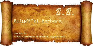 Bulyáki Barbara névjegykártya
